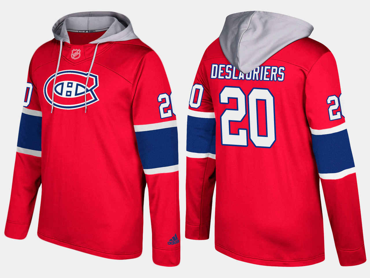 Men NHL Montreal canadiens 20 nicolas deslauriers red hoodie